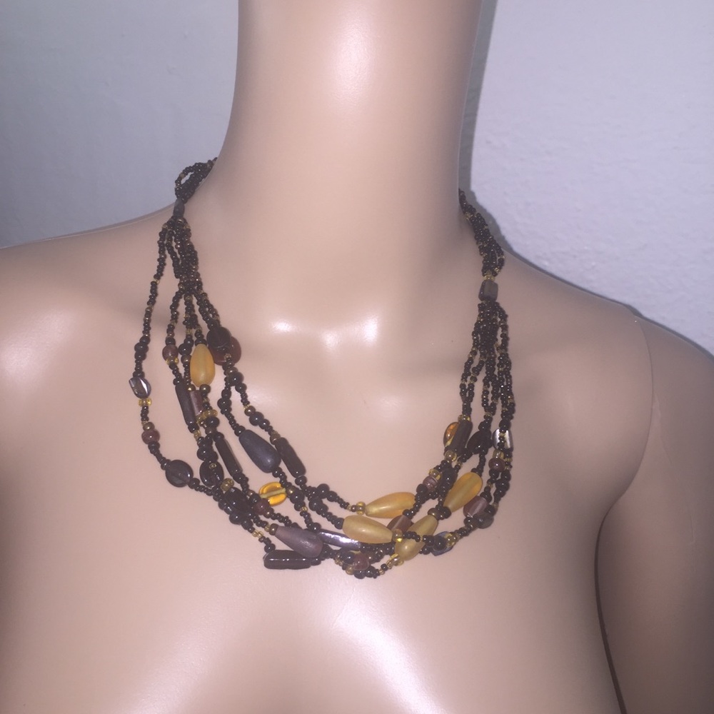 Brown Multi strand Czech Glass beaded Necklace
